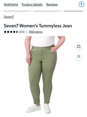 Seven7 Olive Green Slim Tummyless Jeans